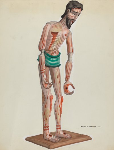 Ahşap Christo, Boyalı Önden Görünüm, c. 1937. by Majel G. Claflin