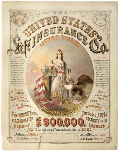 Amerika Birleşik Devletleri New York Hayat Sigortası Şirketi, (litografi) by Major and Knapp Sarony