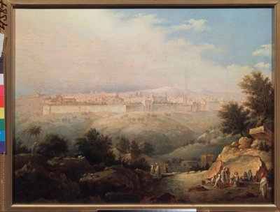 Kudüs Manzarası (İsrail) (Kudüs Manzarası) - Resim Maxim Nikiphorovich Vorobyev (Vorobiev) (1787-1855), tuval üzerine yağlı boya by Maksim Nikiforovich Vorobiev