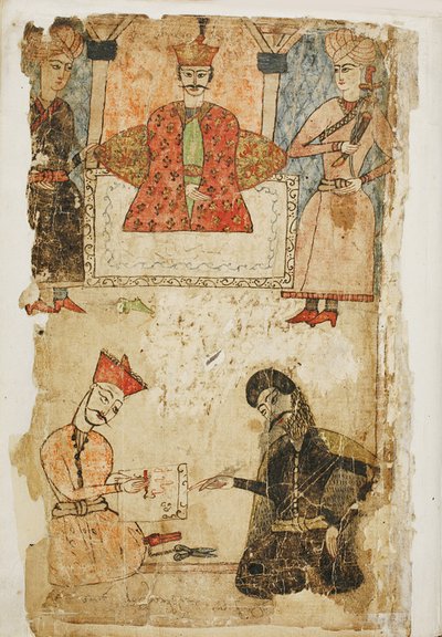 Rustaveli şiirini bir şansölyeye yazdırır. Shota Rustaveli