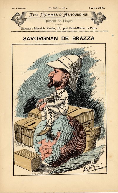 Günümüzün Adamları, sayı 289, çizimi Manuel Luque (1854-1919): Sömürgecilik Sömürgecilik Koloniler - Kaşif, Pierre Savorgnan de Brazza (1852-1905) - Dünya by Manuel Luque
