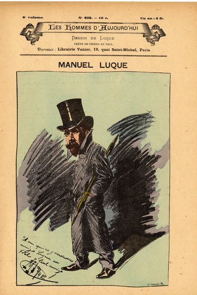 Bugünün Adamları, Sayı 402, Manuel Luque (1854-1919) çizimi: Karikatüristler - Luque Manuel (1854-1924) by Manuel Luque