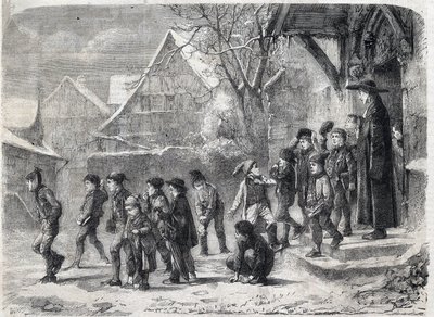 Kışın okul çıkışı. M. B. Vautier