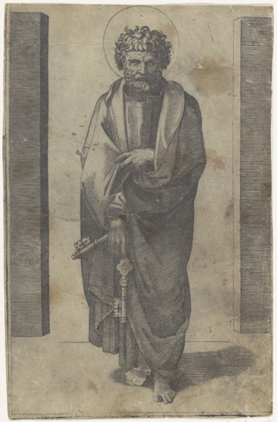 Havari Peter tuşları ile İsa ve Havariler (dizi başlığı) by Marcantonio Raimondi