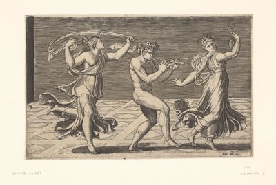 Dans eden satirler ve maenades by Marcantonio Raimondi