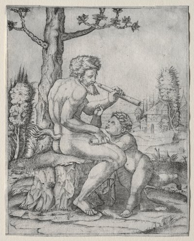 Faun ve Çocuk, c. 1509. by Marcantonio Raimondi