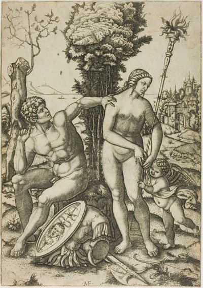 Mars, Venüs ve Aşk Tanrısı by Marcantonio Raimondi
