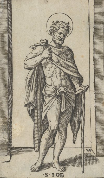 Saint Job, pelerin giymiş, 
