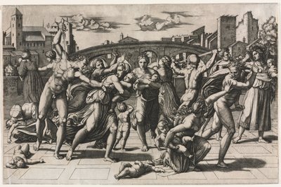 Köknar Ağacı Olmadan Masumların Katliamı, c. 1513-1515. by Marcantonio Raimondi