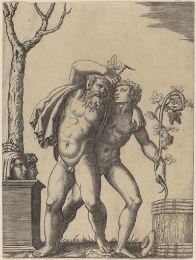 Bir Genç ve Yaşlı Bir Bacchant by Marcantonio Raimondi possibly after Raphael possibly after Giulio Romano