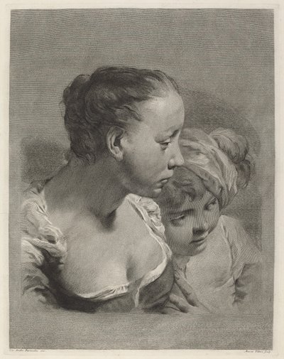 Genç kadın ve sağa bakan bir çocuk by Marco Alvise Pitteri after Giovanni Battista Piazzetta