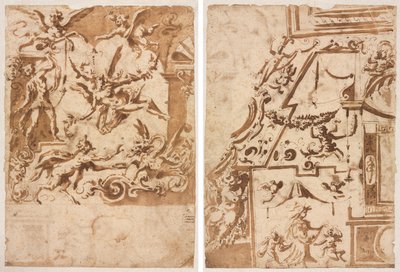 Ejderhayı Besleyen Satyrli Grotesk (rekto); Sıçrayan Bir Centaur ile Grotesk (verso) by Marco Marchetti