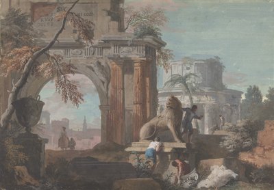 Roma Harabeleri ile Capriccio, yaklaşık. 1700-1730. by Marco Ricci