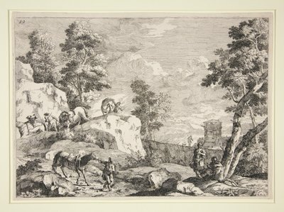 Dört Atlı ile Manzara by Marco Ricci