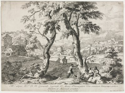 Figürlerin Ön Planda Olduğu Köy Görünümü by Marco Ricci