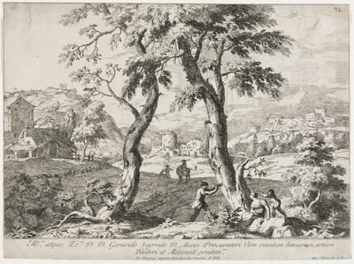 Figürlerin Ön Planda Olduğu Köy Görünümü, 1723. by Marco Ricci