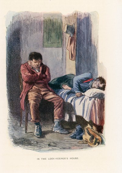 Our Mutual Friend için illüstrasyon (renkli taş baskı) by Marcus (after) Stone