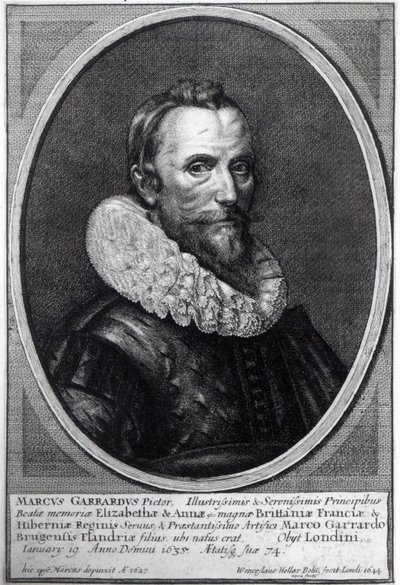 Wenceslaus Hollar tarafından oyulmuş Otoportre, 1644 by Marcus Garret Gheeraerts the Younger