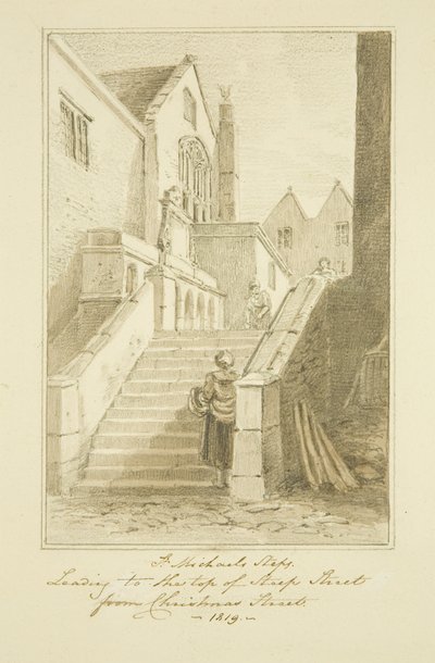 Queen Street [sonraki Noel Adımları] (kağıt üzerine kurşun kalem ve sulu boya) by Marcus H. Homes