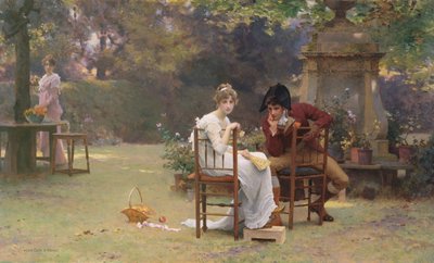 Two's Company, Three's None, 1892 dolayları (panel üzerine yağlı boya) by Marcus Stone
