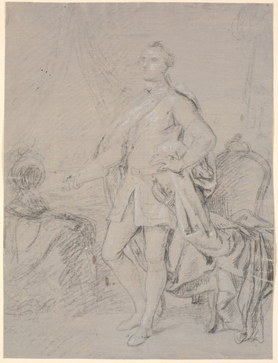 Tam figürlü taslak portre. Chr için hazırlık VI.s aile fotoğrafı (Rosenborg)? Frederik d.V. Veliaht Prens olarak by Marcus Tuscher