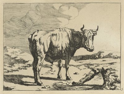 Ağaç kütüğünün yanında duran boğa İnekler ve Koyunlar (dizi adı) by Marcus de Bye