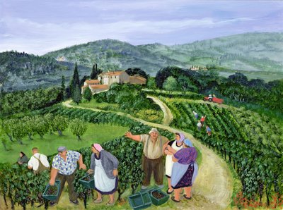 Chianti Classico, Villa Trasqua (tuval üzerine yağlıboya) by Margaret Loxton