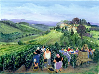 Chianti Manzarası (tuval üzerine yağlıboya) by Margaret Loxton