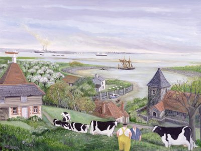 Thames Haliç Çiftliği (tuval üzerine yağlıboya) by Margaret Loxton