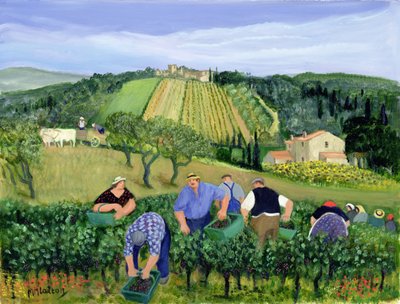 Bağ, Zeytin ve Ayçiçekleri (tuval üzerine yağlıboya) by Margaret Loxton