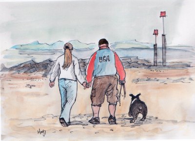 Köpeği gezdirmek - 04 (kalem ve sulu boya) by Margaret Loxton
