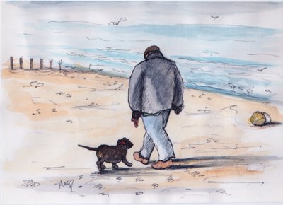 Köpeği gezdirmek - 05 (kalem ve sulu boya) by Margaret Loxton