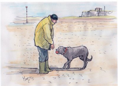 Köpeği gezdirmek - 08 (kalem ve sulu boya) by Margaret Loxton