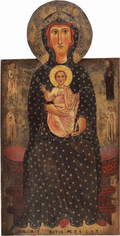 Madonna ve Çocuk Dört Aziz ile Taht Edildi by Margaritone d