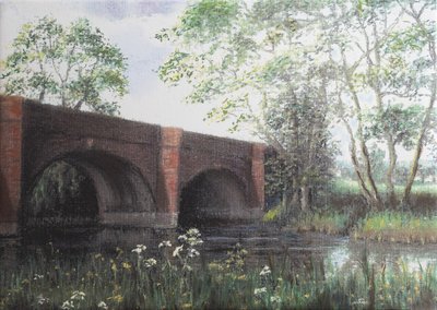 Cookham Moor köprüsü, 2022 (pastel) by Margo Starkey