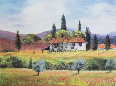 Fransız tarım arazisi, 2020 (pastel) by Margo Starkey