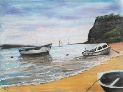 Shaldon Sahili Güney Devon, 2022 (pastel) by Margo Starkey