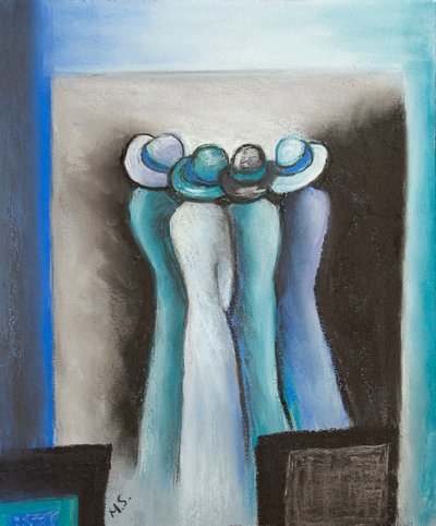 Fısıldayan bayanlar, 2022 (pastel) by Margo Starkey