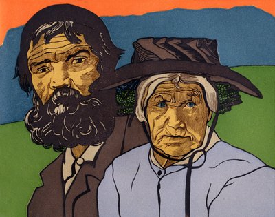 Valais'den (İsviçre) bir çift yaşlı köylü by Marguerite Burnat Provins