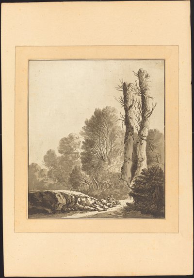 İki Ağaçlı Manzara by Maria Catharina Prestel after Herman Saftleven