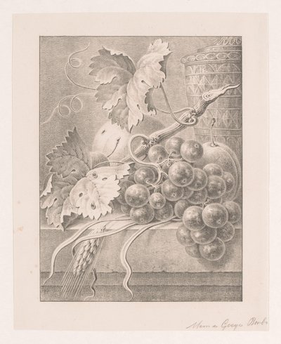 Meyve ve dekore edilmiş pot ile natürmort by Maria Geertruida de Goeje Barbiers (attributed to)