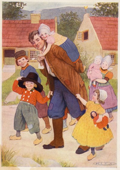 Rip Van Winkle hikayesi için illüstrasyon (renkli taş baskı) by Maria Louise Kirk