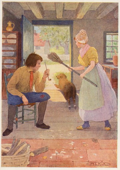 Rip Van Winkle hikayesi için illüstrasyon (renkli taş baskı) by Maria Louise Kirk