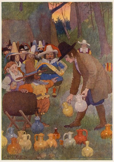 Rip Van Winkle hikayesi için illüstrasyon (renkli taş baskı) by Maria Louise Kirk