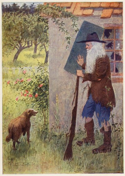Rip Van Winkle hikayesi için illüstrasyon (renkli taş baskı) by Maria Louise Kirk
