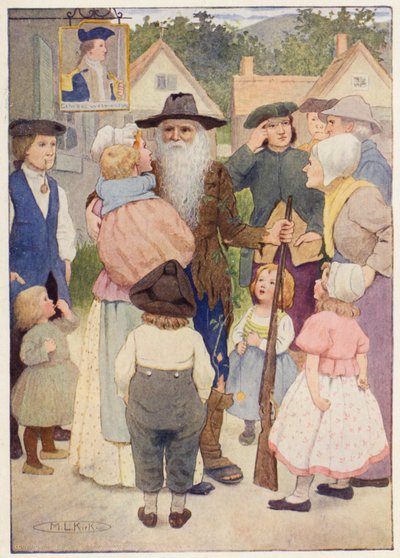 Rip Van Winkle hikayesi için illüstrasyon (renkli taş baskı) by Maria Louise Kirk