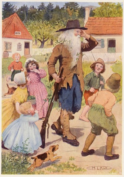 Rip Van Winkle hikayesi için illüstrasyon (renkli taş baskı) by Maria Louise Kirk