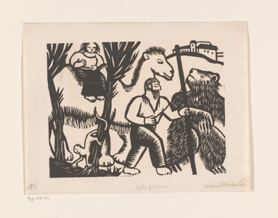 Bärenführer (nesne üzerindeki orijinal başlık) by Maria Uhden (signed by artist)