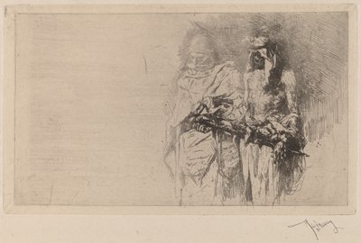 Kroki (İki Arap Figürü) by Marià Fortuny