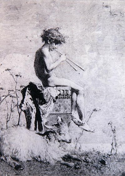 idil (gravür) by Mariano José María Bernardo Fortuny y Carbó